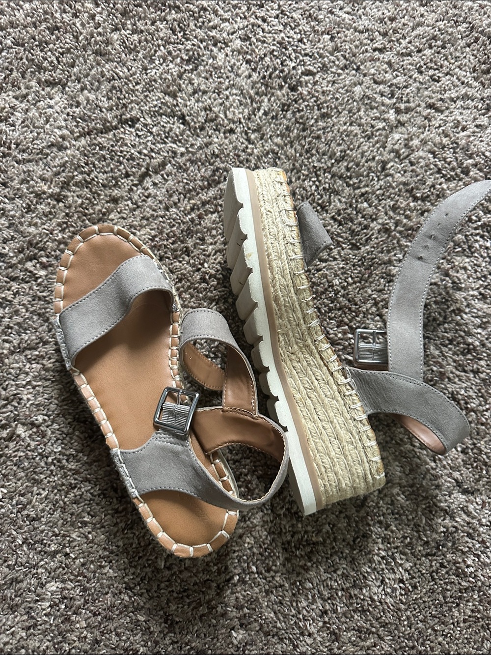 Universal Thread Taupe Suede Espadrille Wedge Sandals